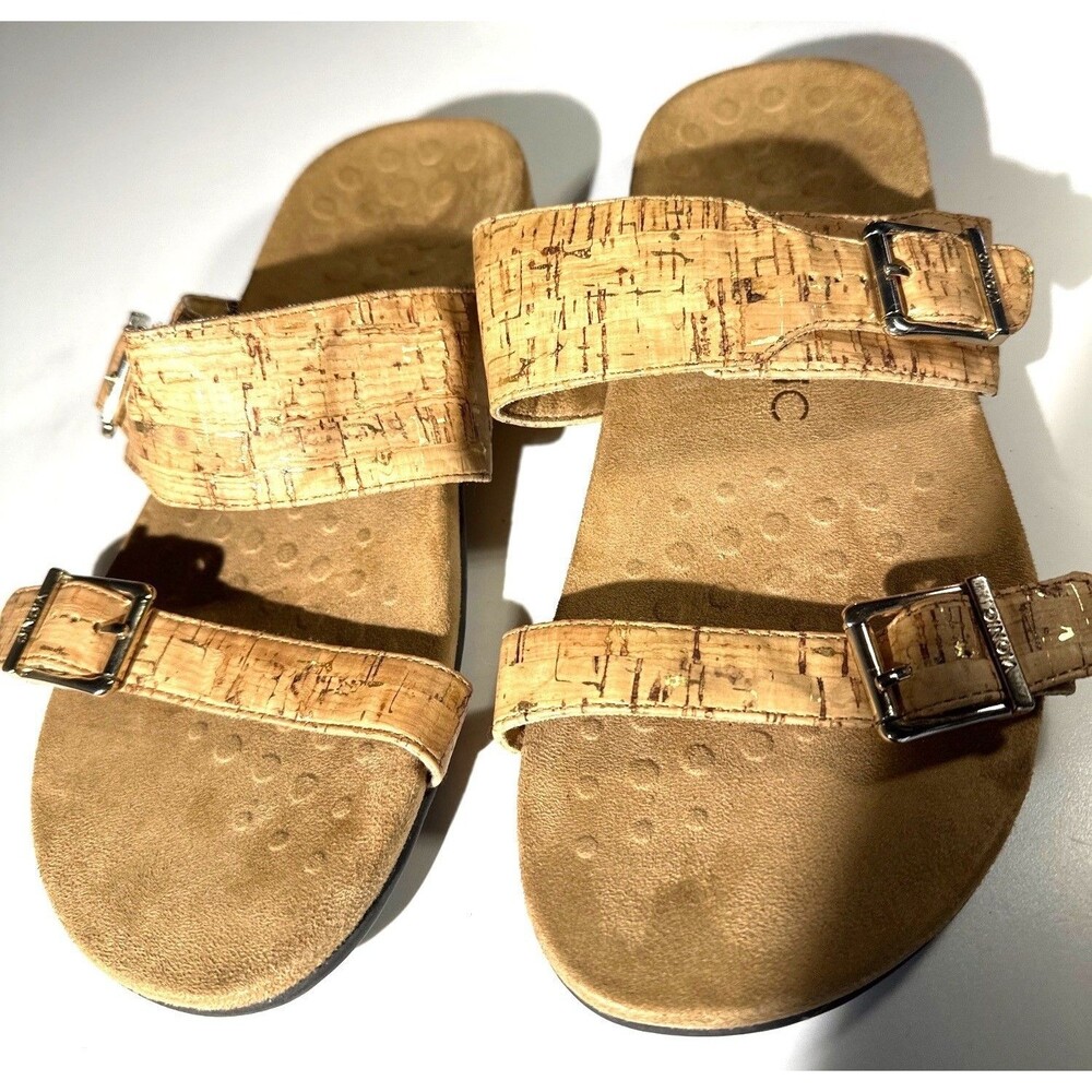 Vionic Womens Cork Sandals With Adjustable Straps & Cushioned Footbed